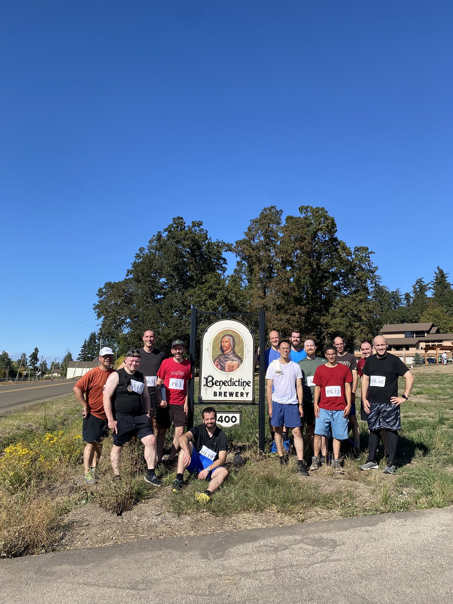 Post-run photo. 1st place - Br. Joseph; 2nd place - Br. Ambrose; 3rd place - Fr. Michael.