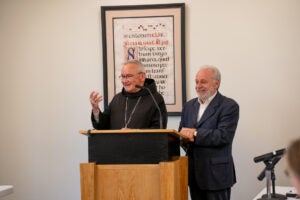 Abbot Jeremy Driscoll, OSB, and Professor Piero Coda at the Fellowship of Scholars at Mount Angel Abbey.