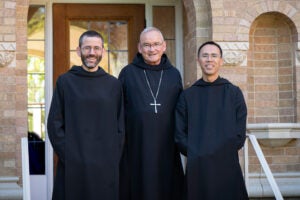 Abbot Jeremy with the new superiors, Fr Tresio and Fr John Paul